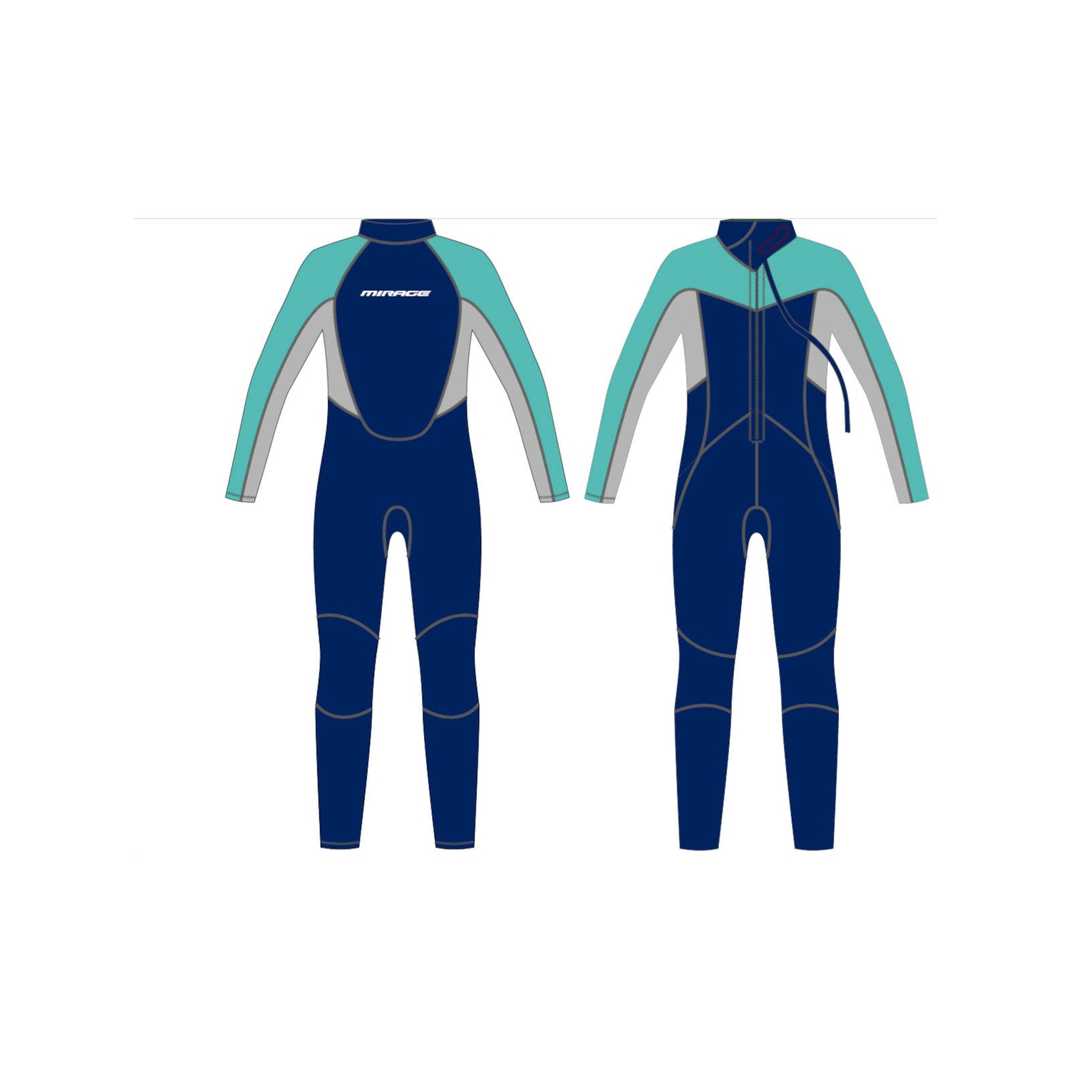 Mirage WS55 Boys Steamer Wetsuit 3/2mm - Aqua/Navy - 4
