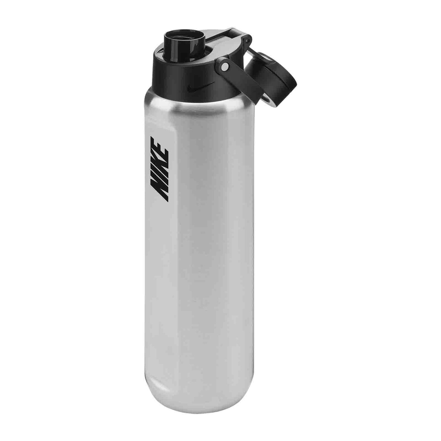 Nike Stainless Steel Recharge Chug Bottle - 24oz -  Brushed Stainless Steel/Black