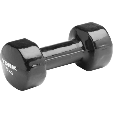 York Vinyl Dipped Dumbbell - 5kg - Black